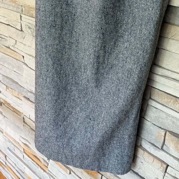 Grey Wool Midi Dress w/ White Lace-up Front Detail & a Back Slit Below the Knee - Picture 5 of 16